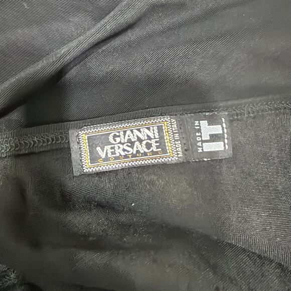 Gianni Versace Couture Y2K Black Halter Evening Gown Rhinestone Side Slit Dress - Picture 12 of 15